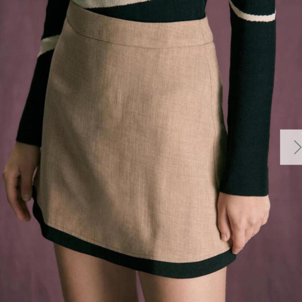 RIHOAS The Khaki High Waisted Contrast Mini Skirt XS